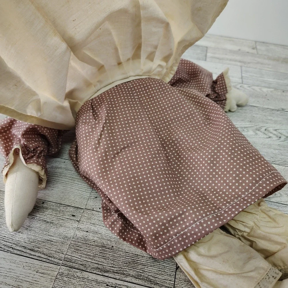 Vtg Country Style‎ Fabric Bunny Rabbit Muslin Doll 17" Tall Decor Cottagecore - Picture 5 of 14